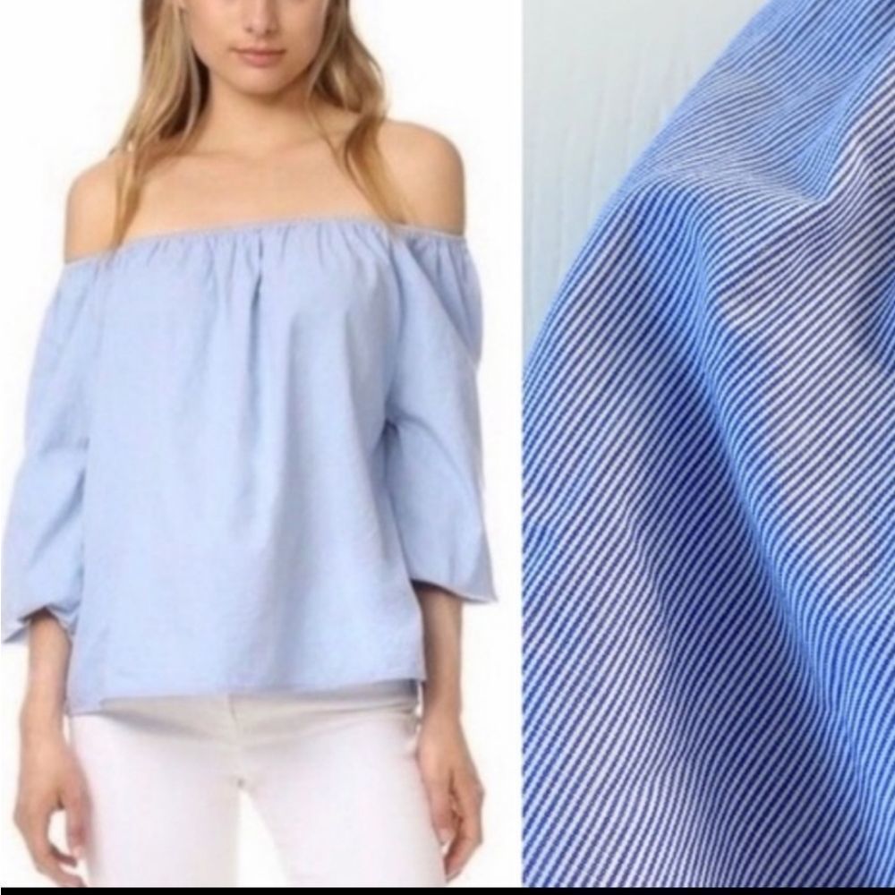 Anthro Maeve stripe Peplum Off the shoulder top